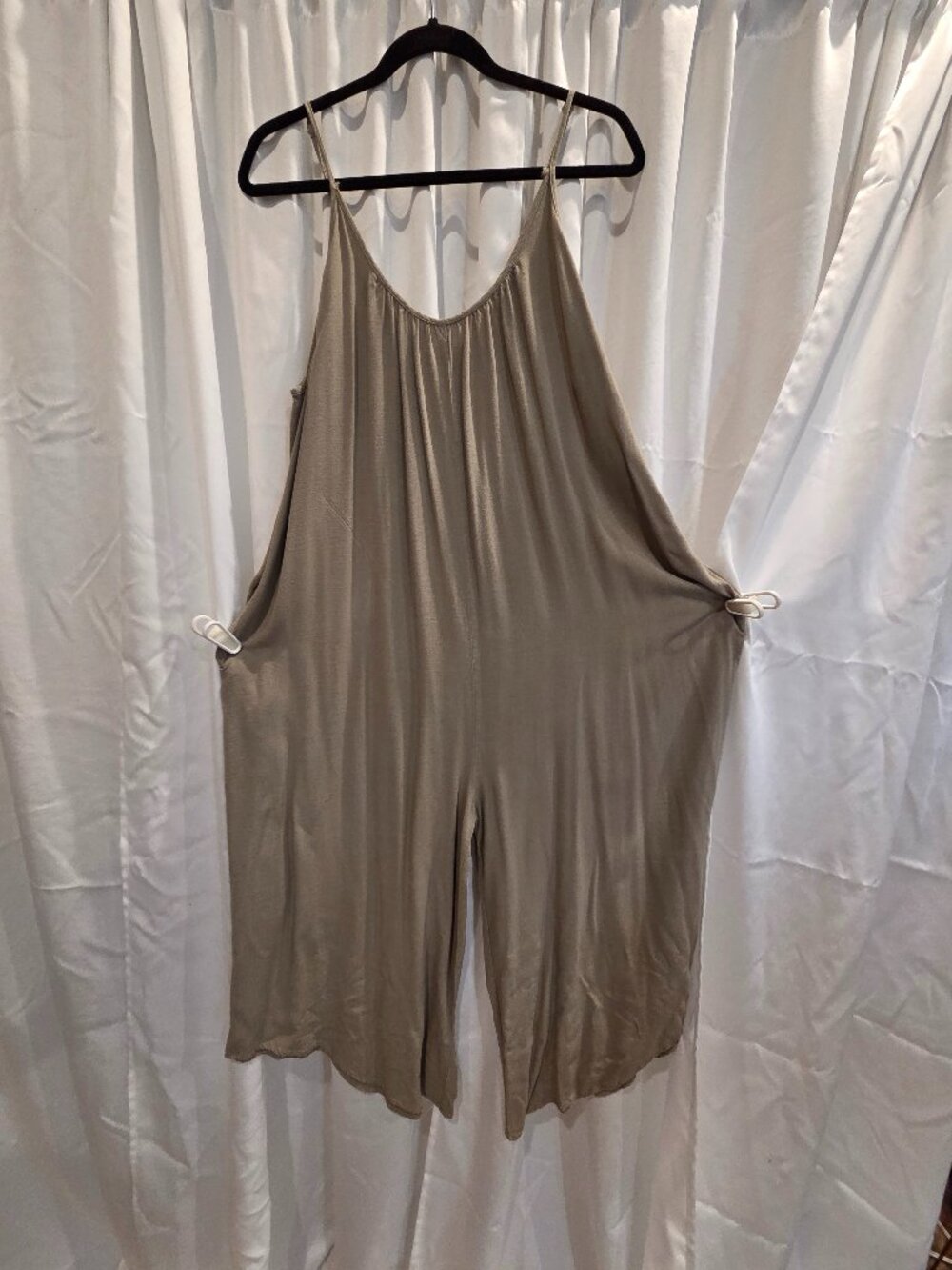 Shinestar loose maxi jumpsuit/romper in a solid smoke, sage green ~ XLarge
